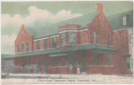 Clover Leaf Passenger R.R. Train Depot, Frankfort, IN Indiana 1910 Postcard