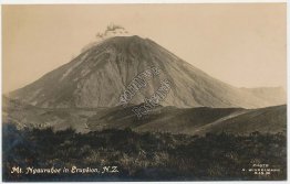Mt. Mount Ngauruhoe in Eruption, New Zealand NZ - Early 1900's RP Photo Postcard