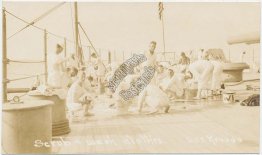 Sailors Scrub, Wash Clothes, Deck of USS Nevada Ship - Early 1900's RP Postcard