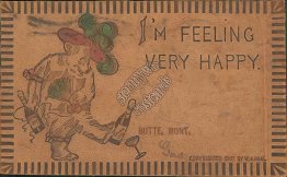Bear w/ Gin Bottles, Butte, MT Montana - 1907 LEATHER Postcard