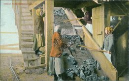 Coal Workers, Girls Screening Coal - Early 1900's Postcard
