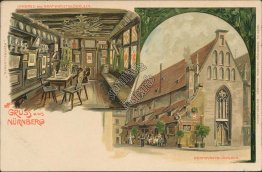 Bratwurstglˆcklein Restaurant, GRUSS AUS NURNBERG, Nuremberg, Germany Postcard