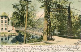 Suspension Bridge, Milford, NH New Hampshire Pre-1907 Postcard