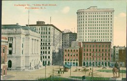 Exchange St., Little Wall Street, Providence, RI Rhode Island - Early Postcard