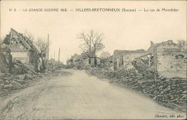 WW1, Street Scene, Villers Bretonneux, France Postcard