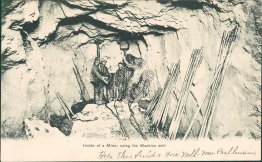 Inside Mine, Using Machine Drill, Florissant, Denver, CO Pre-1907 Postcard