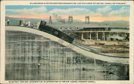 Electric Towing Locomotive, Gatun Locks, Panama Canal - Early 1900's Postcard
