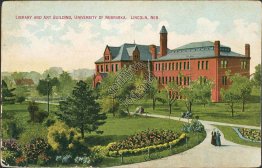 Library, Art Building, University of Nebraska, Lincoln, NE 1910 Postcard