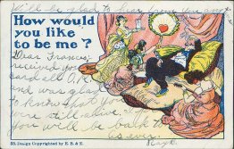 Women Serving Man - E. B. & E. Pre-1907 Comic Ketchum, ID Postcard