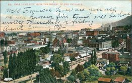 Bird's Eye View from Belfry of the Unihalle, Salt Lake City, UT 1906 Postcard