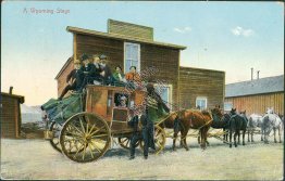 A Wyoming Stage Wagon, WY - Early 1900's Postcard