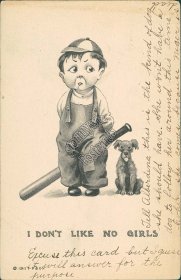 Boy w/ Baseball Bat, Dog T. P. & Co. 1911 Postcard