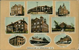 Fire, I.C.R. Train Station, Victoria St., Amherst, NS, Canada 1913 Postcard
