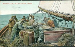 Fishermen, Baiting Up, Gloucester, MA Massachusetts - 1911 Postcard