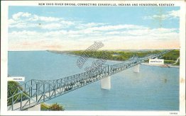 New Ohio River Bridge, Evansville, IN Henderson, KY - Early 1900's Postcard