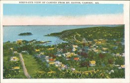 Bird's Eye View from Mt. Battie, Camden, ME Maine - Early 1900's Postcard