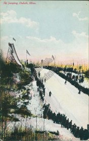 Ski Jumping, Duluth, MN Minnesota - Early 1900's Postcard