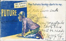 Future Looks Dark to Me, Jumping Off Place Pre-1907 Comic Postcard