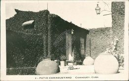 Patio Camagueyano, Camaguey, CUBA - Early Real Photo RP Postcard