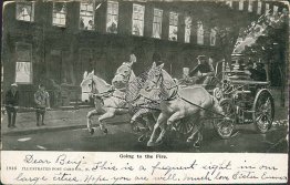 Horse Drawn Fire Engine Pre-1907 Postcard