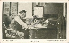 Fireman Responding to Fire Alarm, Washington DC - Early 1900's Postcard