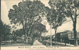 Marine Square, Port of Spain, Trinidad, BWI - Early 1900's Postcard