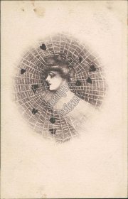 Woman, Spider Web, Cob Shinn Artist Signed - 1910 Postcard