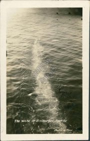 Wake of Discharged Torpedo - Early 1900's Real Photo RP Navy Ship Postcard