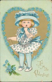 Little Girl in Polk-a-dot Dress - Early 1900's Valentine's Day Postcard