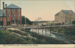 Mills and River Bridge, Thornbury, Ontario, Canada - 1912 Postcard