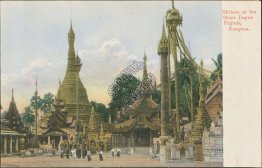 Shrines at Shwe Dagon Pagoda, Rangoon, Burma Myanmar - Early 1900's Postcard