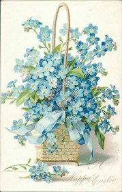 Basket of Flowers Pre-1907 Embossed Easter TUCK Postcard
