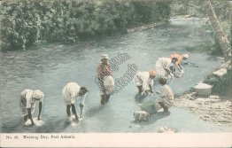 Washing Day, Port Antonio, Jamaica - Early 1900's Hand Colored Postcard
