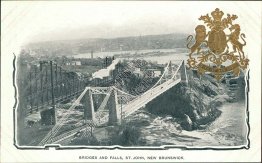 Bridges and Falls, St. John, NB New Brunswick, Canada PMC Pre-1901 Postcard