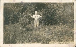 Man Holding String on Fish - Early 1900's Real Photo RP Fishing Postcard
