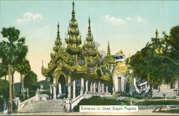 Entrance to Shwe Dagon Pagoda, Rangoon, Burma Myanmar - Early Postcard