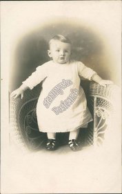 Baby Standing on Chair - Early 1900's Real Photo RP Postcard