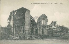 Hotel Ruins, Battle of Villers-Bretonneux, France WWI Postcard