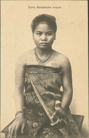 Batak Woman Holding Parakeet Bird, Indonesia - Early 1900's Postcard