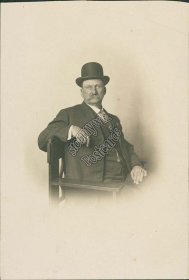 Man Dressed in Suit and Top Hat - Early 1900's Real Photo RP Postcard