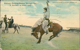 Riding Bucking Bronco, Ed McCarty - Early 1900's Cowboy Western Postcard