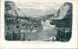 Bow River Valley from C.P.R. Hotel, Banff, Alberta, Canada - Early Postcard
