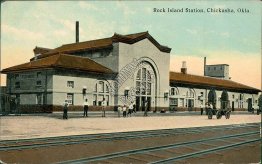 Rock Island Train R.R. Station, Chickasha, OK Oklahoma - 1913 Postcard