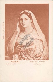 Raphael's Woman with Veil, Florence, Italy - Early 1900's Postcard