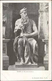 Moses by Michaelangelo, Rome, Italy - Early 1900's Postcard