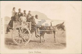 Sicilian Wagon, Sicily, Italy - Early 1900's Postcard