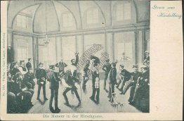 The Fencing Bout in the Hirschgasse, Heidelberg, Germany - Early 1900's Postcard