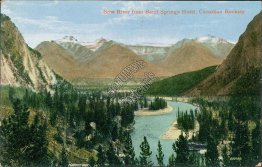 Bow River From Hotel, Canadian Rockies, Banff National Park, Alberta AB Postcard