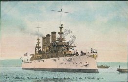 Battleship Nebraska - Early 1900's Navy Ship Postcard