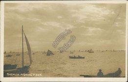 Salmon Fishing Fleet, Boats - Early 1900's Real Photo RP Postcard